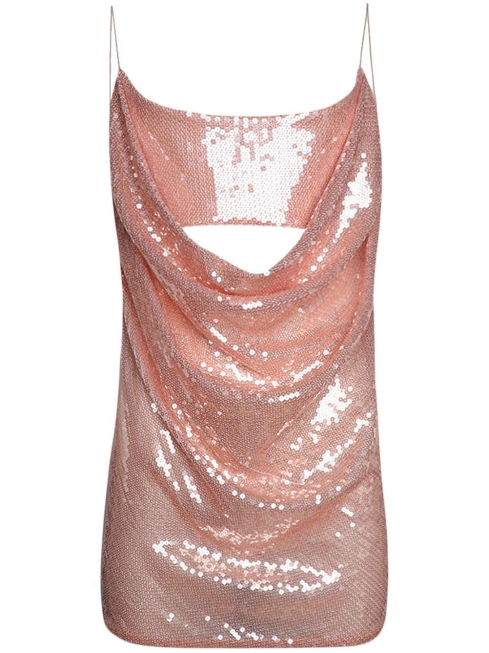 Sequined Mini Dress In Peach Product Image