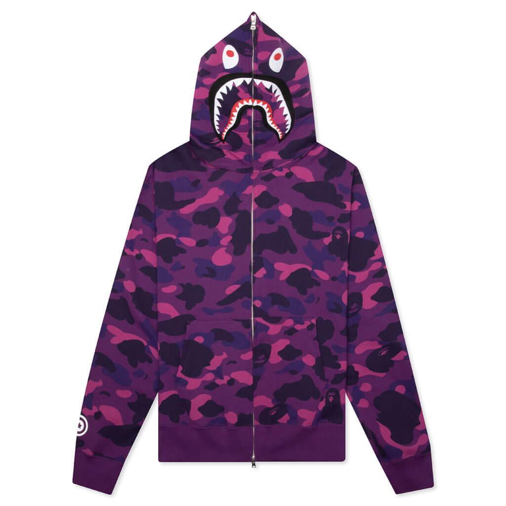 Color Camo Shark Full Zip Hoodie - Purple Male Product Image