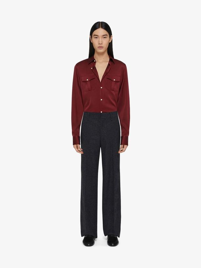 Shirt in silk - oxblood red Product Image