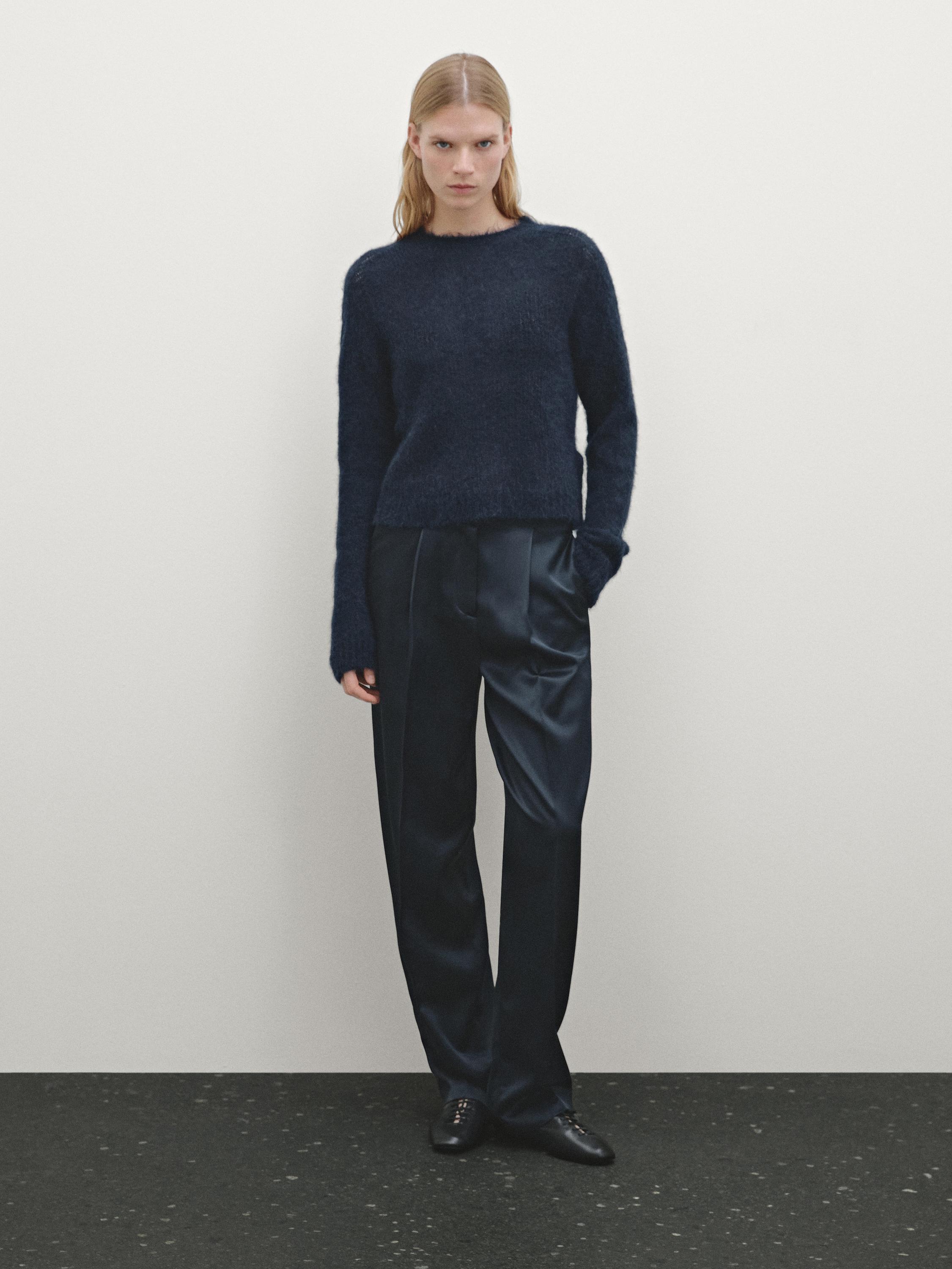 Knit alpaca blend sweater · Dark Blue · Sweaters And Cardigans | Massimo Dutti product image