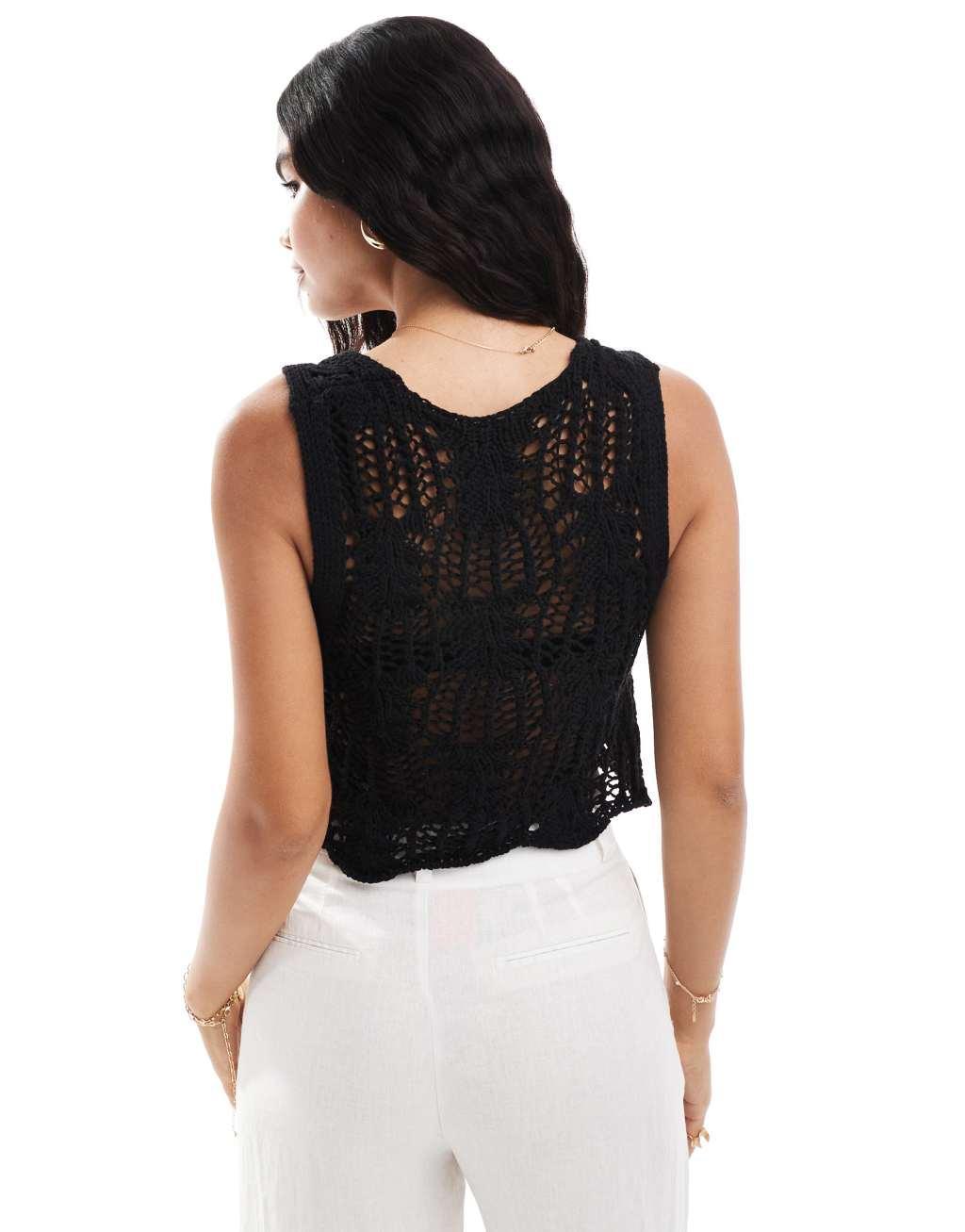 ONLY crochet tank top in black Product Image