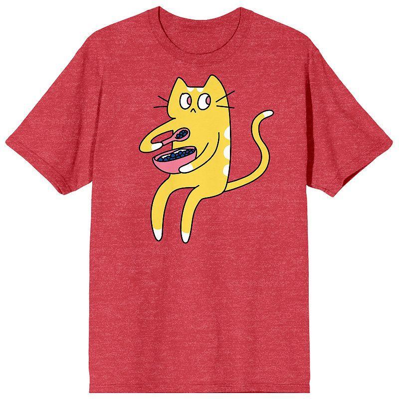 Mens Deroy Kitty Yellow and White Tee Red Product Image