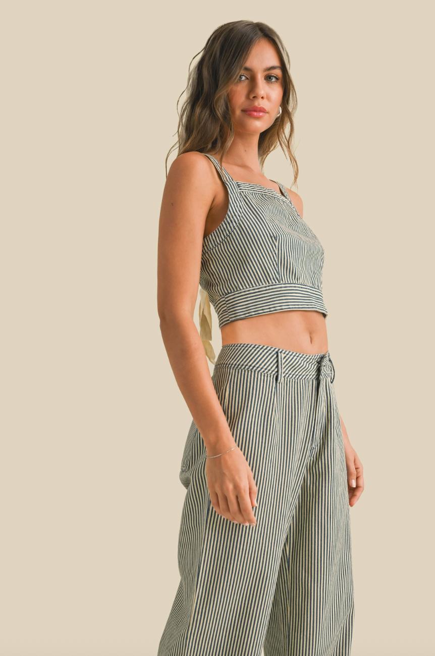 Striped Tied Back Top Product Image