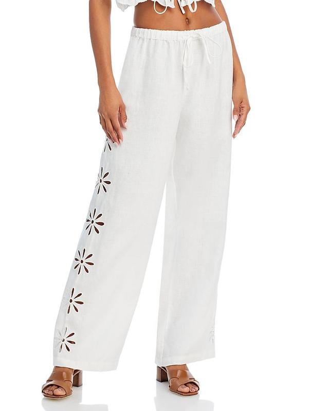 Womens Emmie Eyelet Linen Pants Product Image