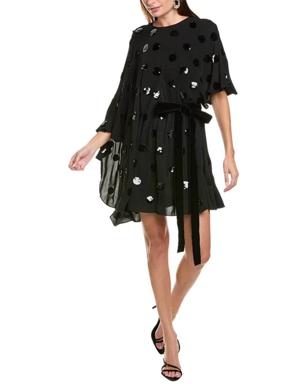 Silk Mini Dress In Black Product Image