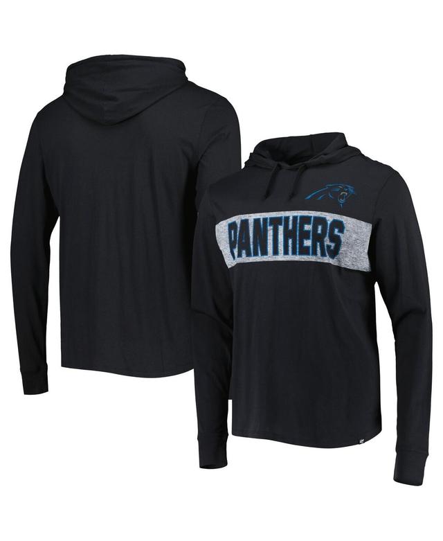 Mens 47 Brand Black Distressed Carolina Panthers Field Franklin Hooded Long Sleeve T-shirt Product Image