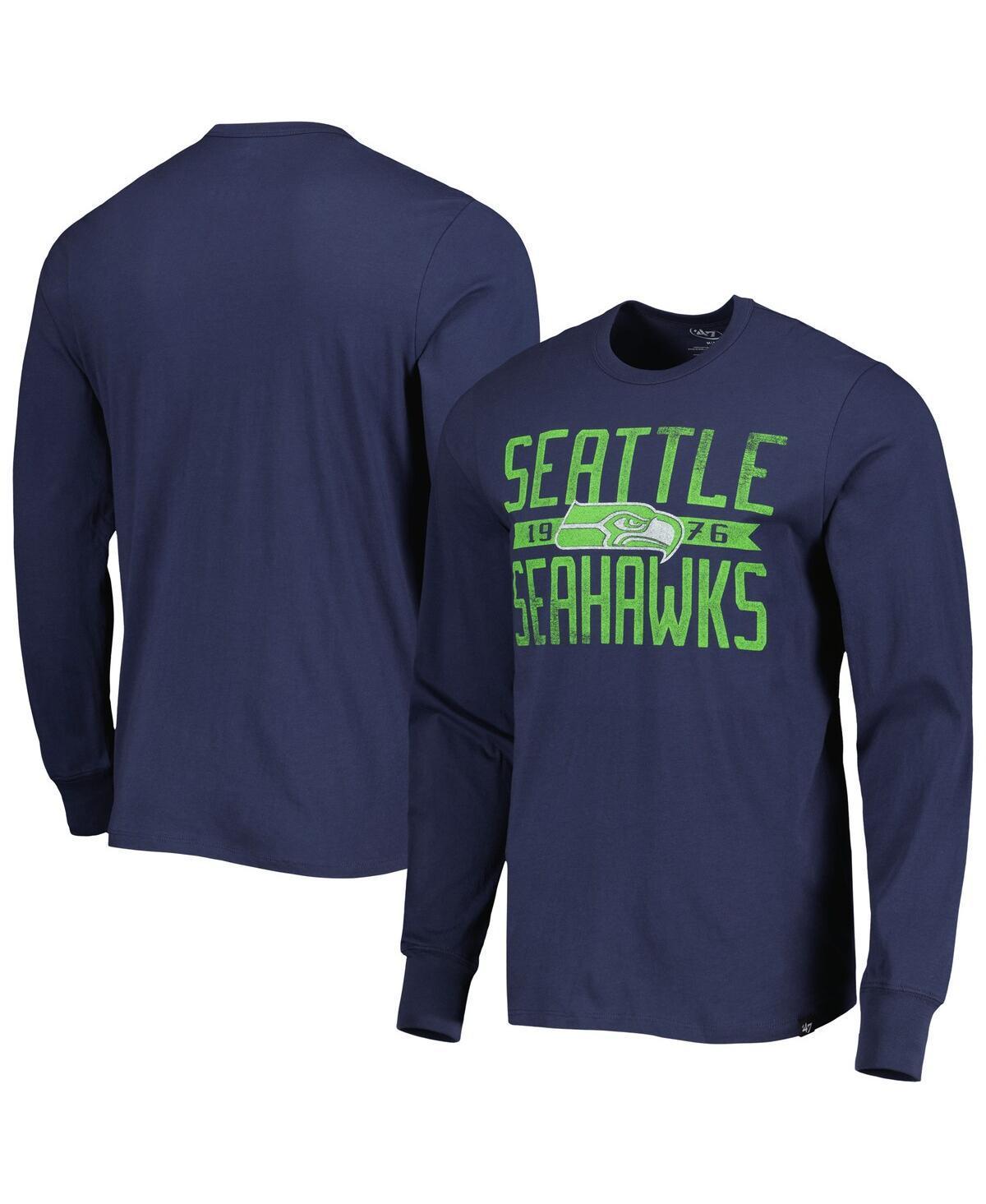 Mens 47 College Seattle Seahawks Brand Wide Out Franklin Long Sleeve T-Shirt Blue Product Image