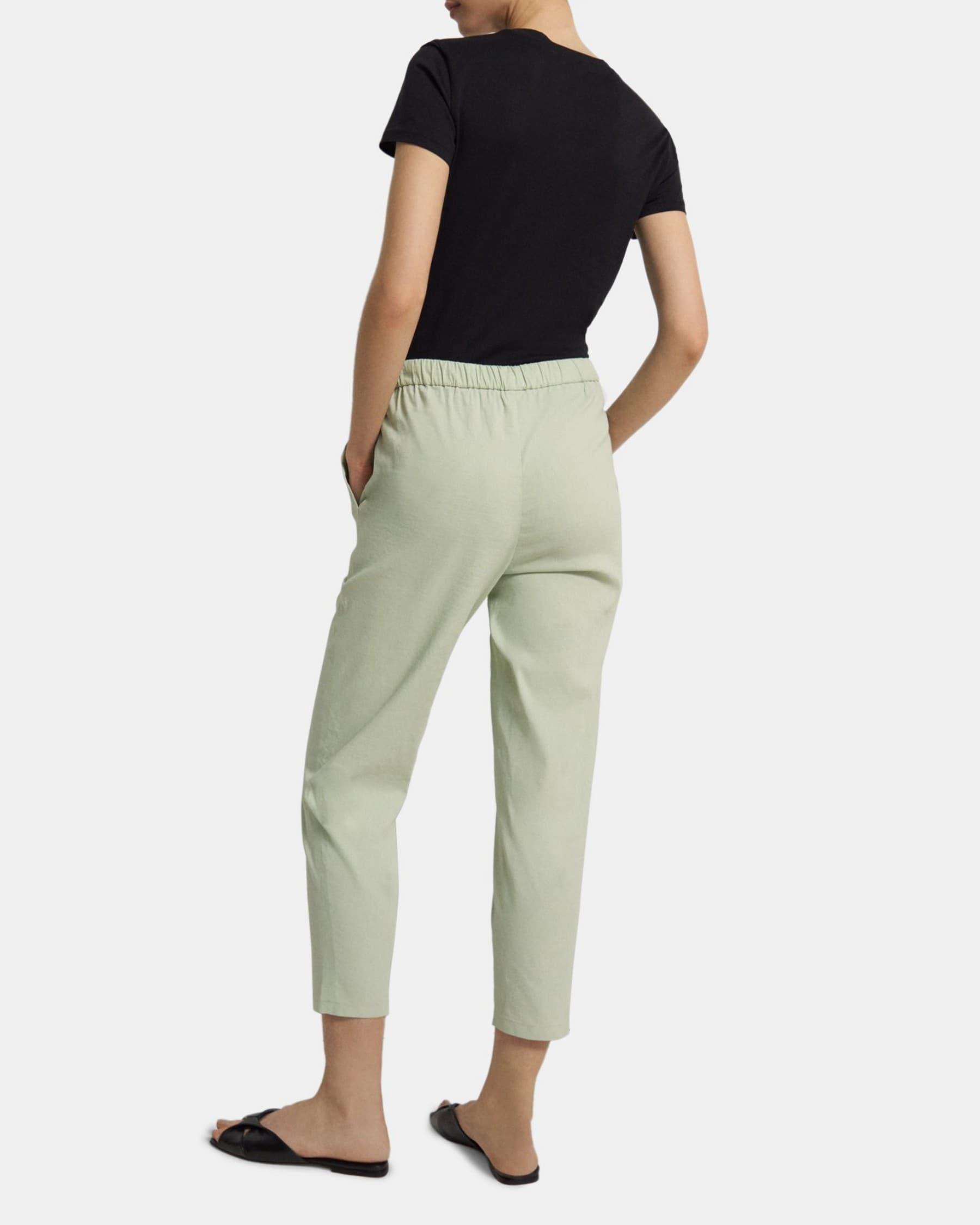 Slim Cropped Jogger in Stretch Linen Product Image