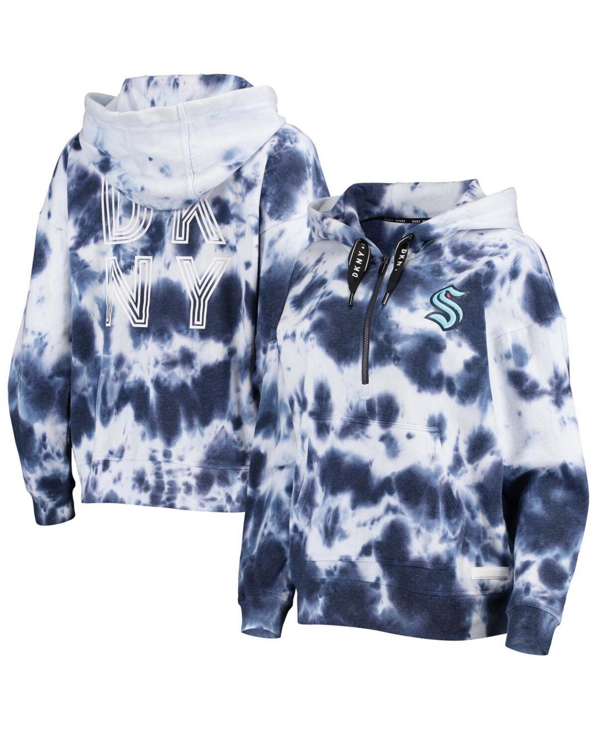 Sweat  capuche oversize  demi-fermeture clair tie-dye Seattle Kraken Dakota DKNY Sport bleu marine/blanc pour femme Product Image