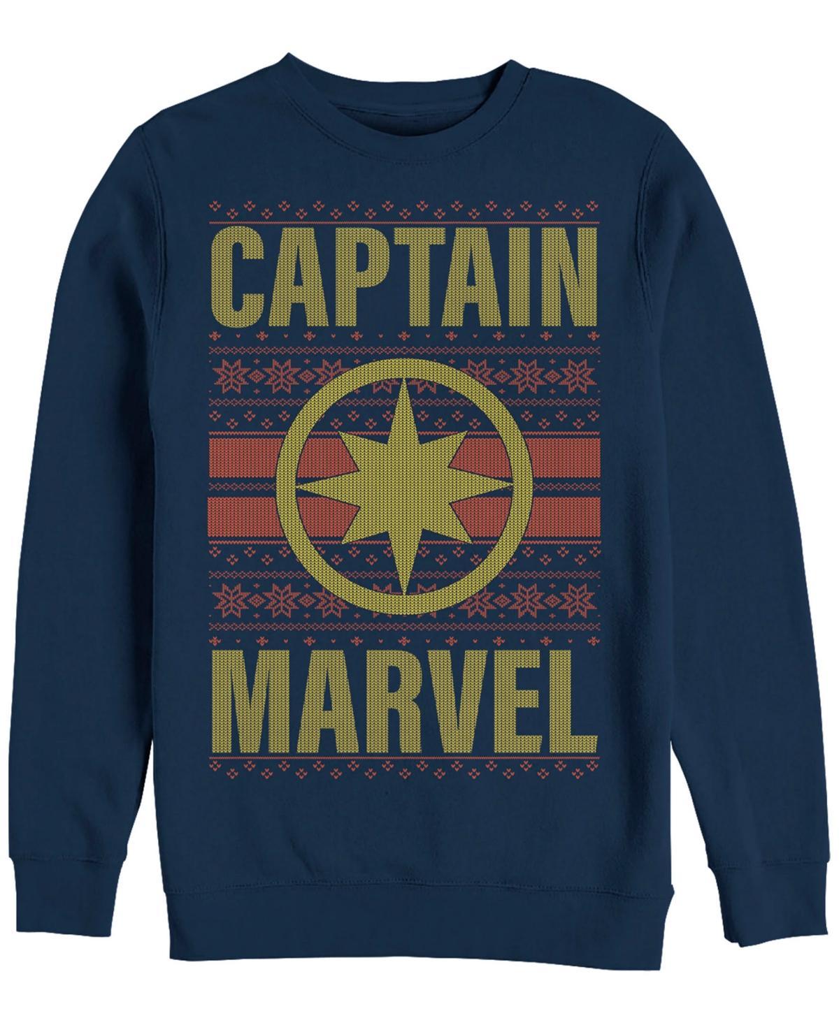 Mens Captain Marvel Symbol Christmas Fleece Blue Product Image