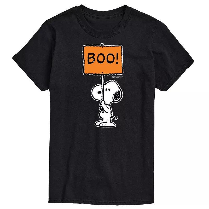 Big & Tall Peanuts Snoopy Boo Sign Tee, Mens Black Product Image