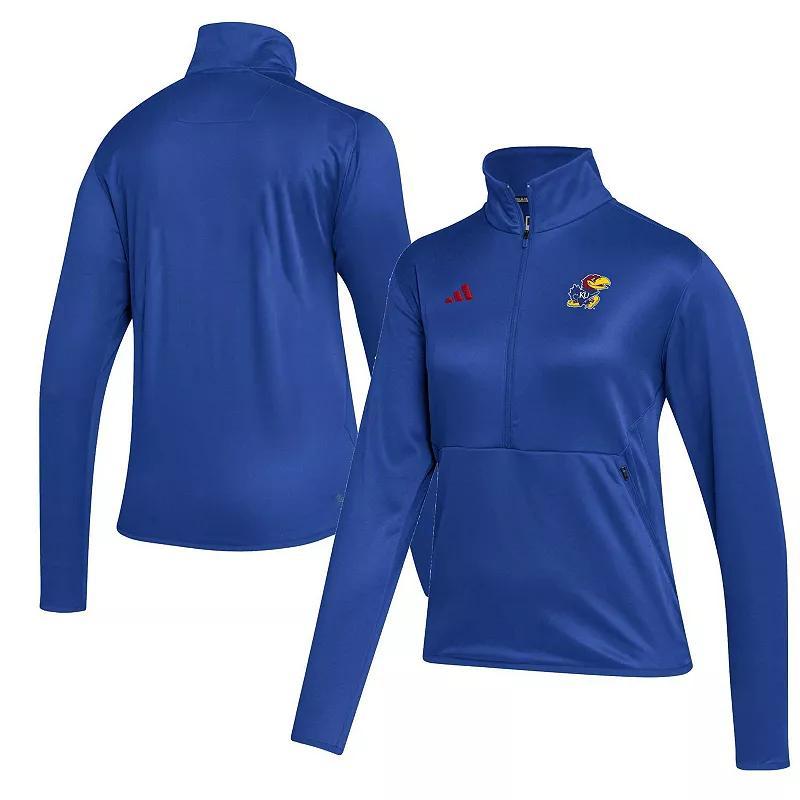 Womens adidas Royal Kansas Jayhawks 2023 Sideline AEROREADY Raglan Half-Zip Top Product Image