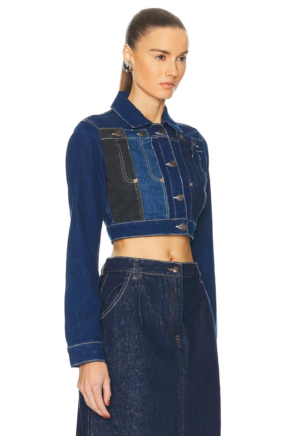 Moschino Jeans Blue Stretch Denim Jacket in Blue Product Image