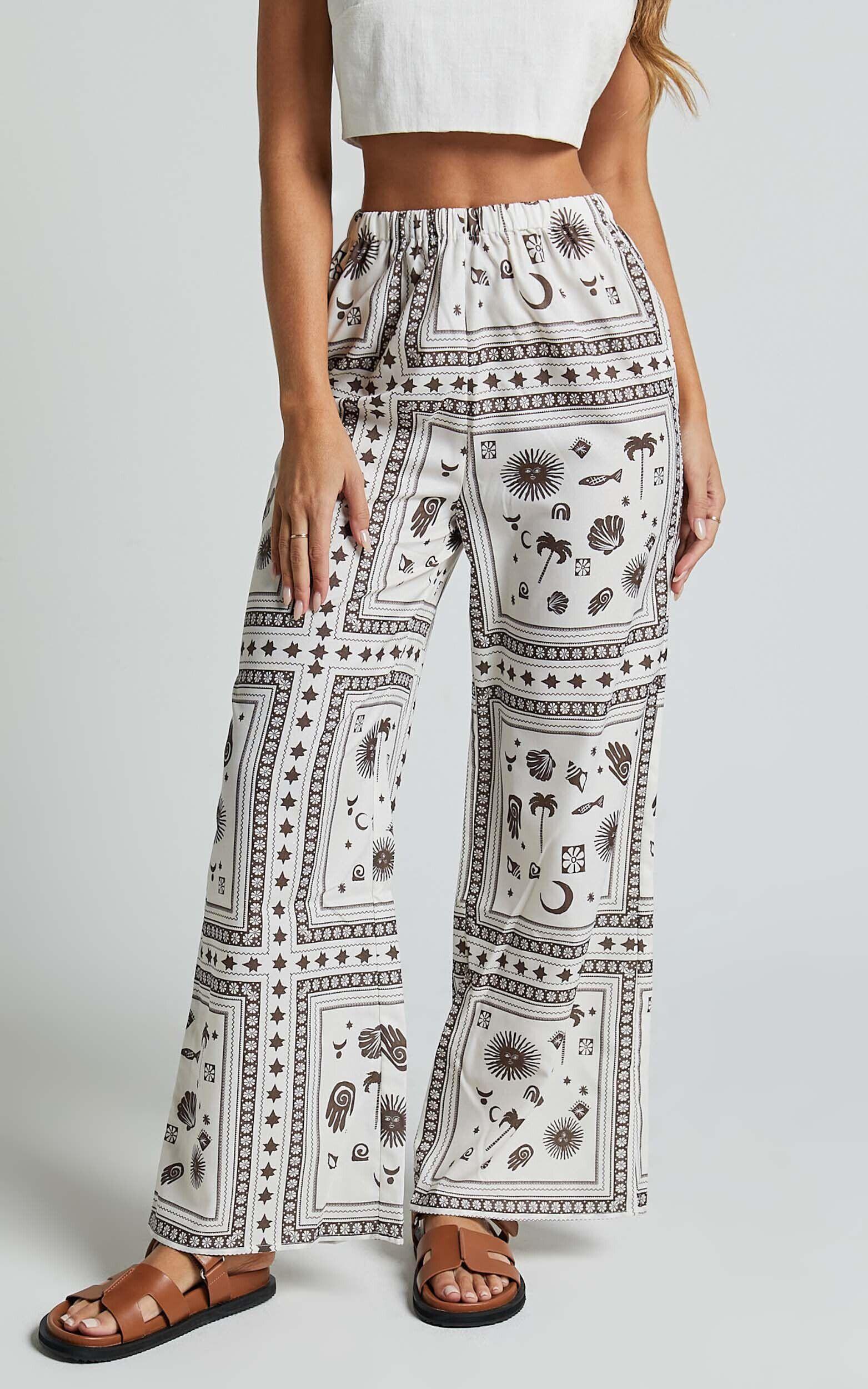 Ryleigh Pants - High Waisted Drawstring Relaxed Pants in MYSTIC PRINT Product Image