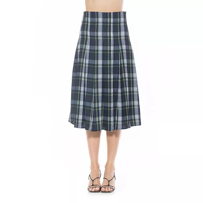 Womens ALEXIA ADMOR Shilo Midi Length Pleated Skirt Green product image