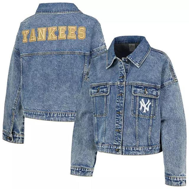 Womens G-III 4Her by Carl Banks New York Yankees Victory Oversized Button-Up Denim Jacket Turquoise A Product Image