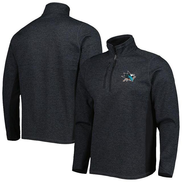 Mens Antigua Heathered Black San Jose Sharks Course Quarter-Zip Jacket Product Image