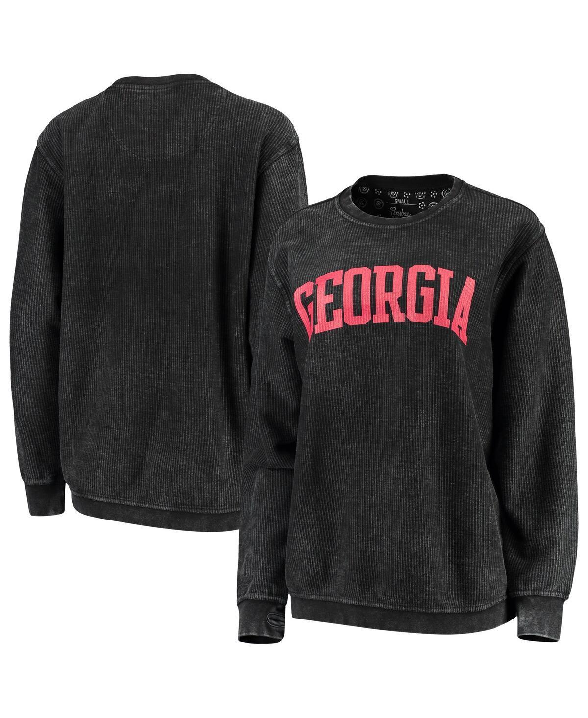 Womens Pressbox Georgia Bulldogs Comfy Cord Vintage Wash Basic Arch Pullover Sweatshirt Product Image