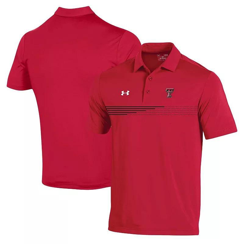 Mens Under Armour Texas Tech Raiders Tee To Green Stripe Polo Product Image