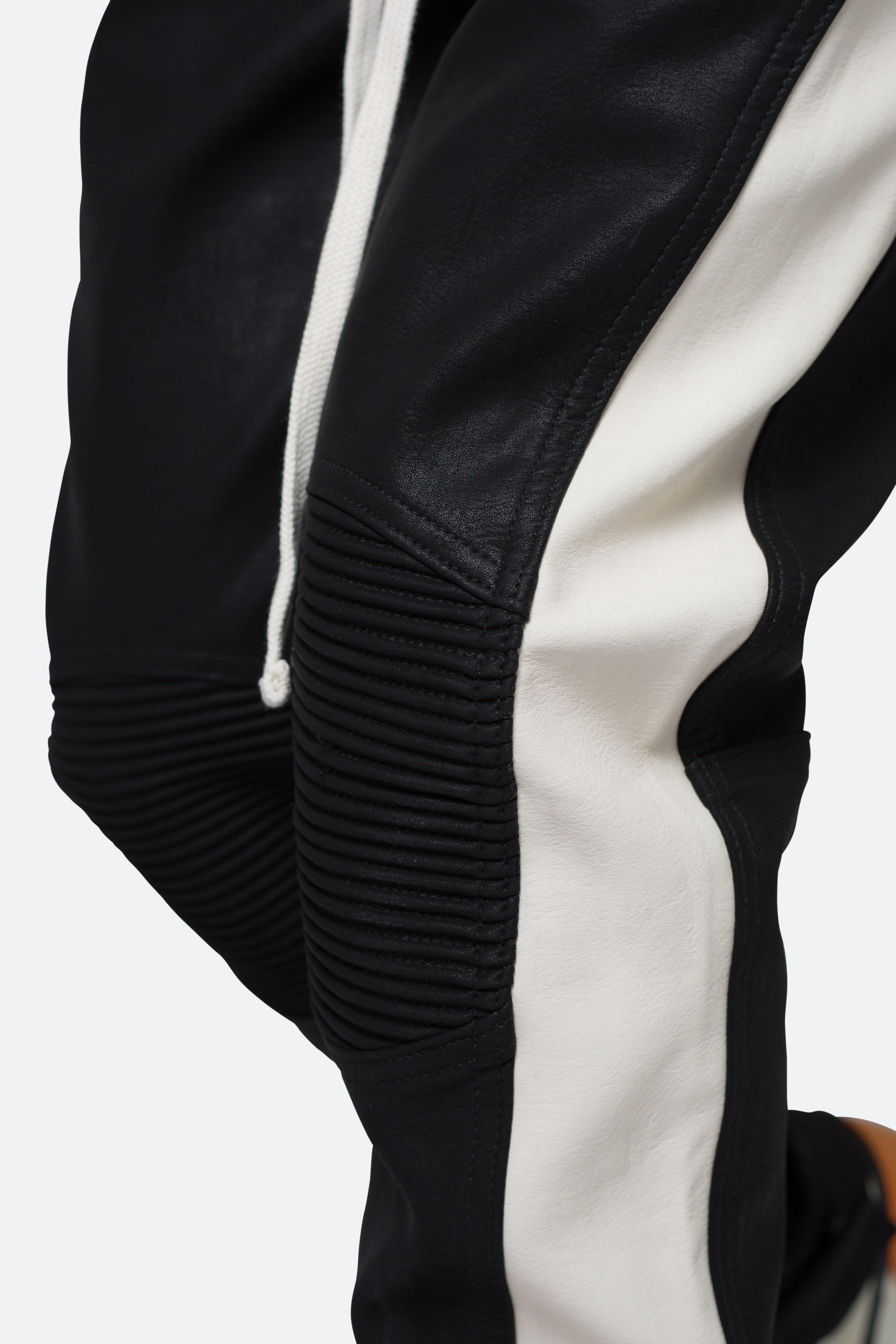 Leather Moto Pants - Black/White Product Image