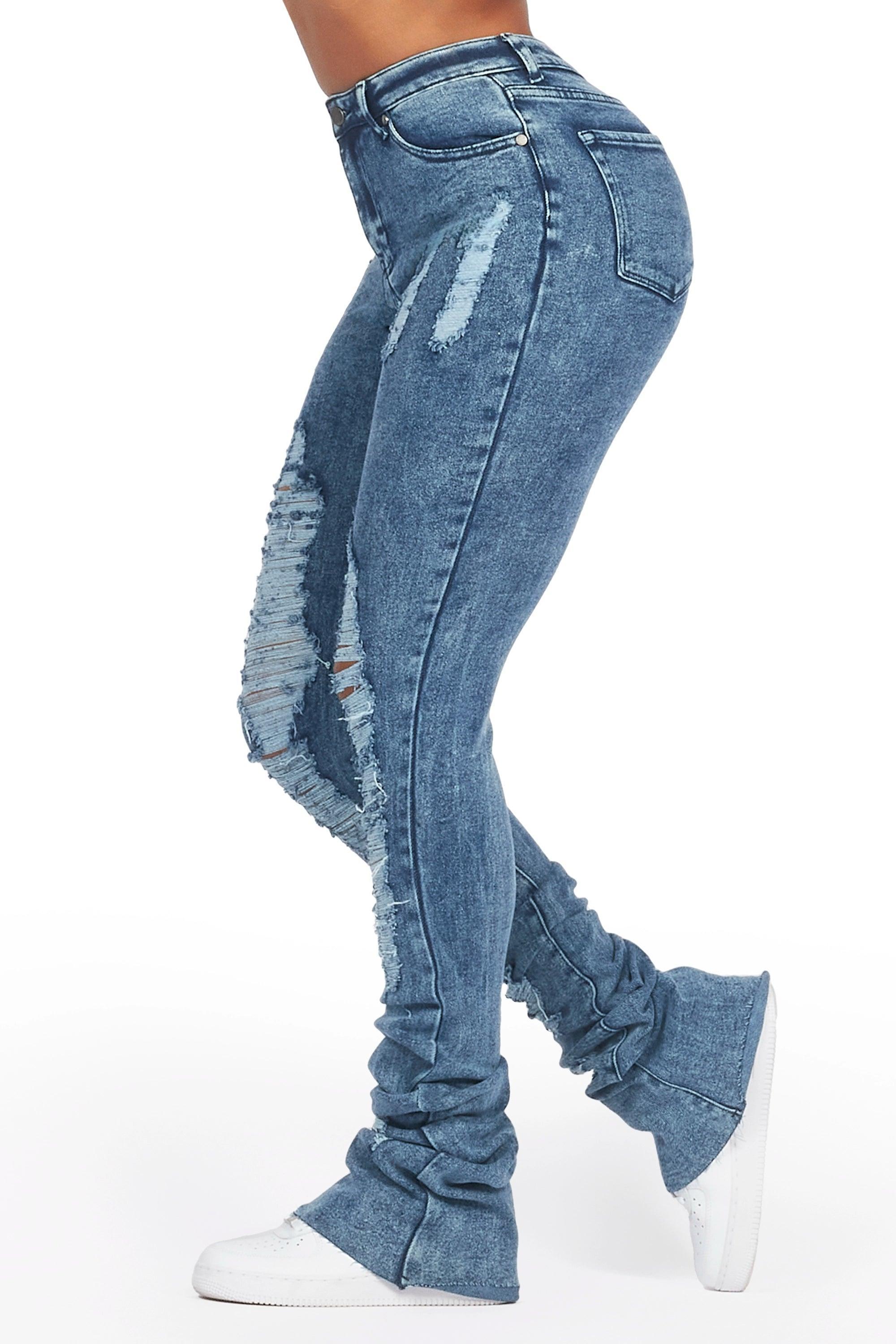 Got A Crush Dark Acid Distressed Super Stacked Jean Female Product Image