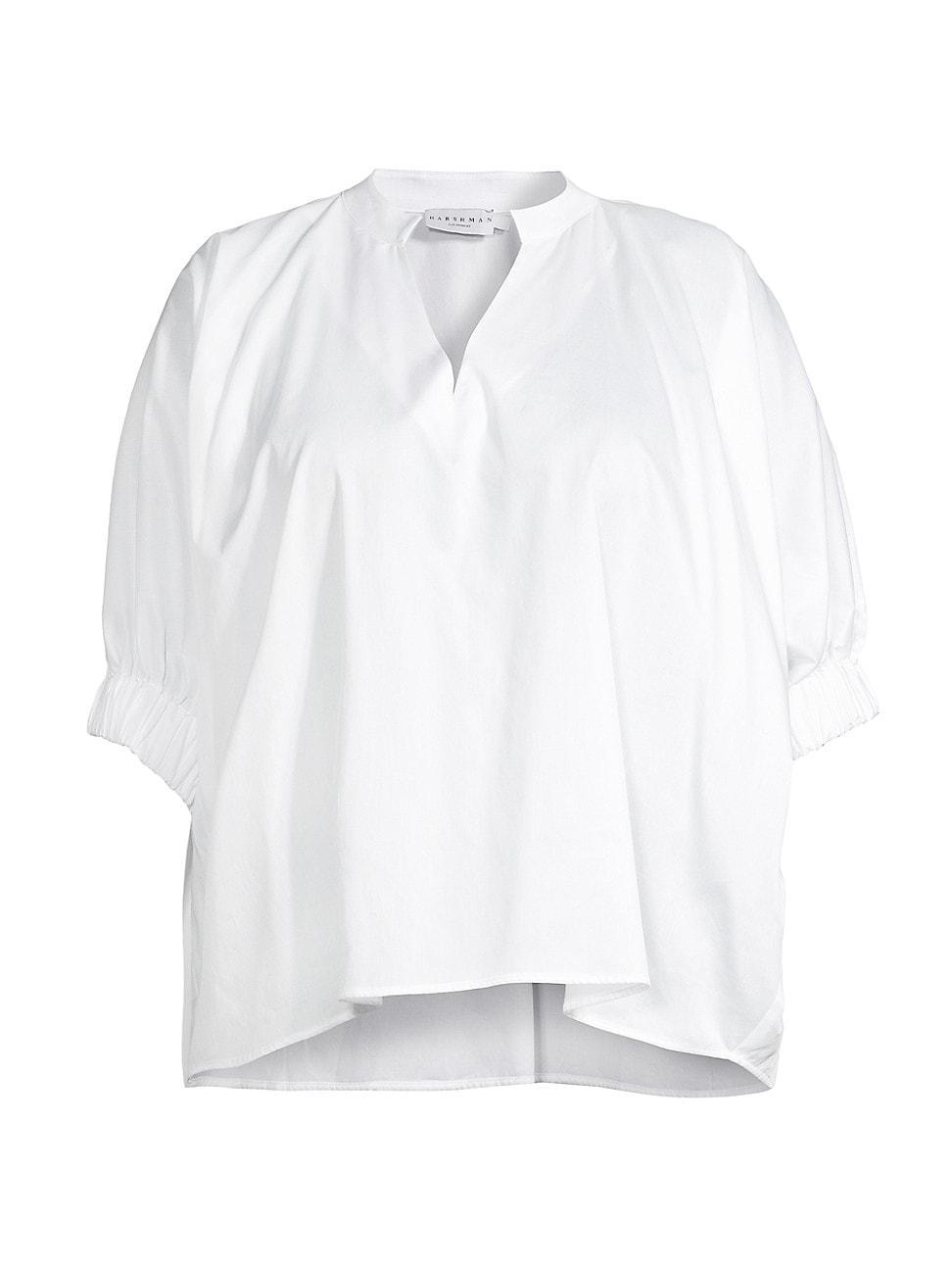 HARSHMAN Medina Puff Sleeve Cotton Blouse Product Image