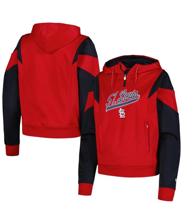 Womens New Era St. Louis Cardinals Color Block Fleece Quarter-Zip Hoodie Product Image