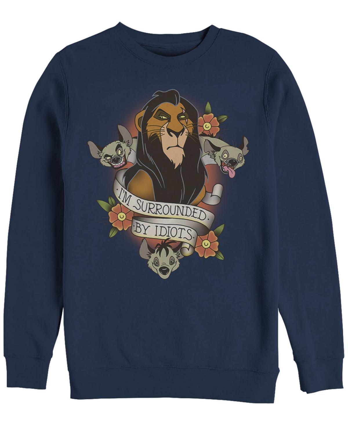 Disney Mens Lion King Scar Surrounded by Idiots Tattoo, Crewneck Fleece Product Image