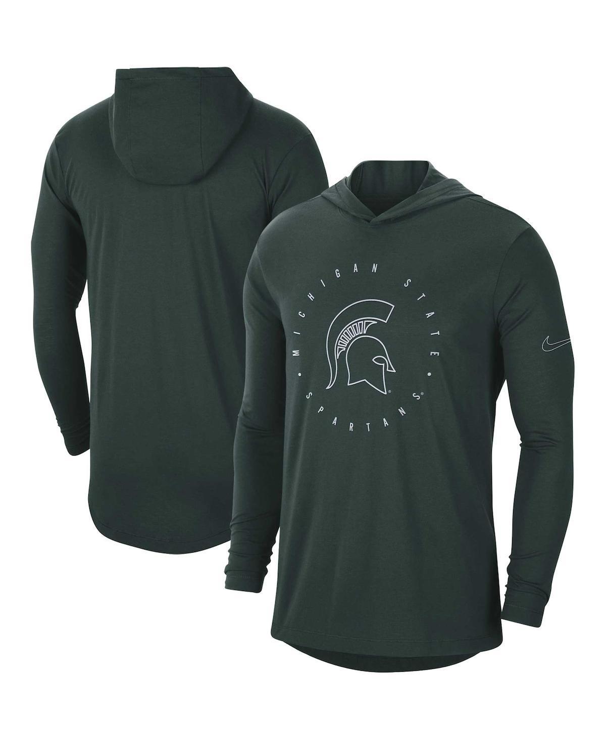 Mens Nike Green Michigan State Spartans Campus Tri-Blend Performance Long Sleeve Hooded T-shirt Product Image