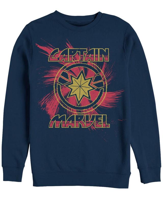 Marvel Mens Captain Marvel Swirl Chest Logo, Crewneck Fleece Product Image