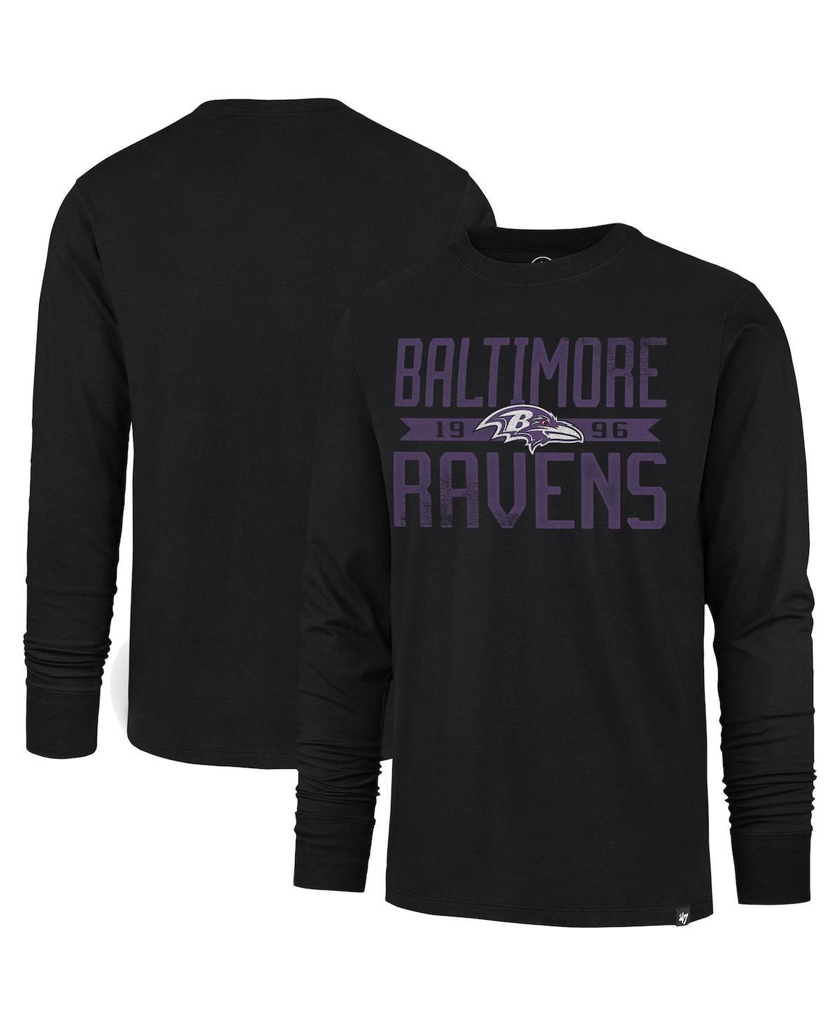 Mens 47 Brand Black Distressed Baltimore Ravens Brand Wide Out Franklin Long Sleeve T-shirt Product Image