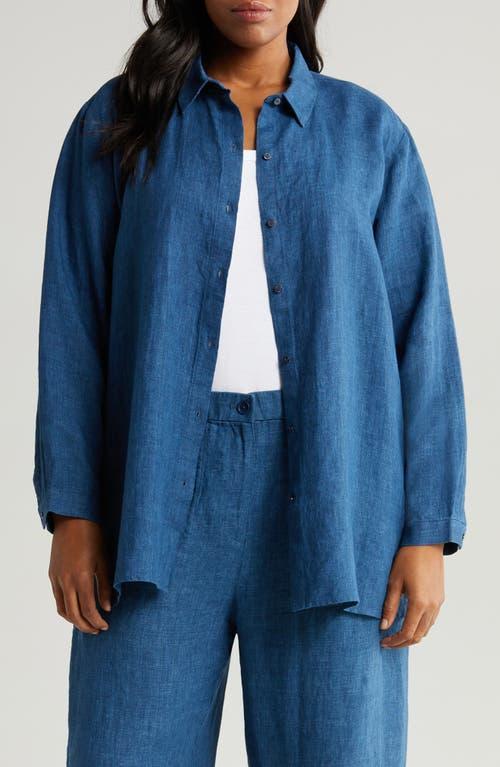 Eileen Fisher Organic Linen Button-Up Tunic Shirt Product Image