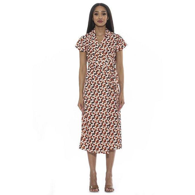 Womens ALEXIA ADMOR Paris Surplice Wrap Midi Dress With Waist Tie Product Image