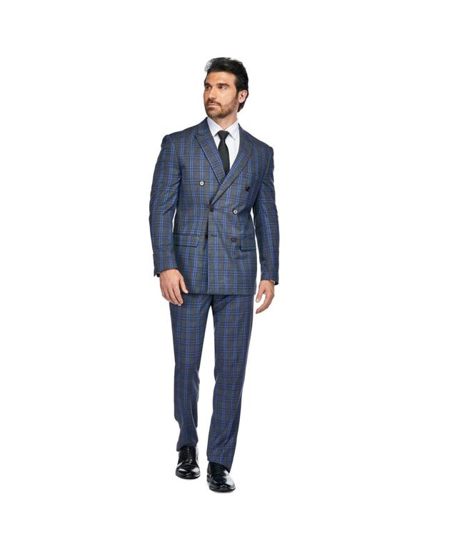 Gino Vitale Mens 2-Piece Double Breasted Checked Plaid Slim Fit Suit Product Image