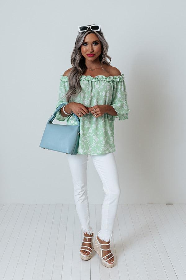 Best Song Ever Floral Shift Top In Sea Glass Product Image