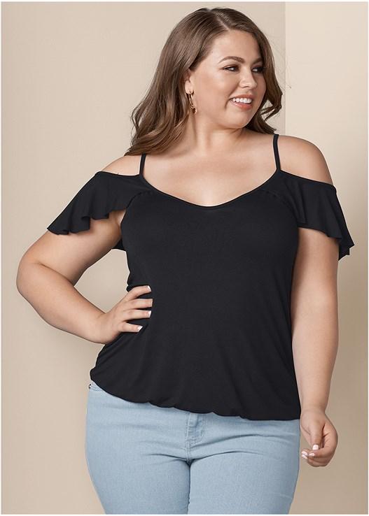 Ruffle Cold-Shoulder Top Product Image