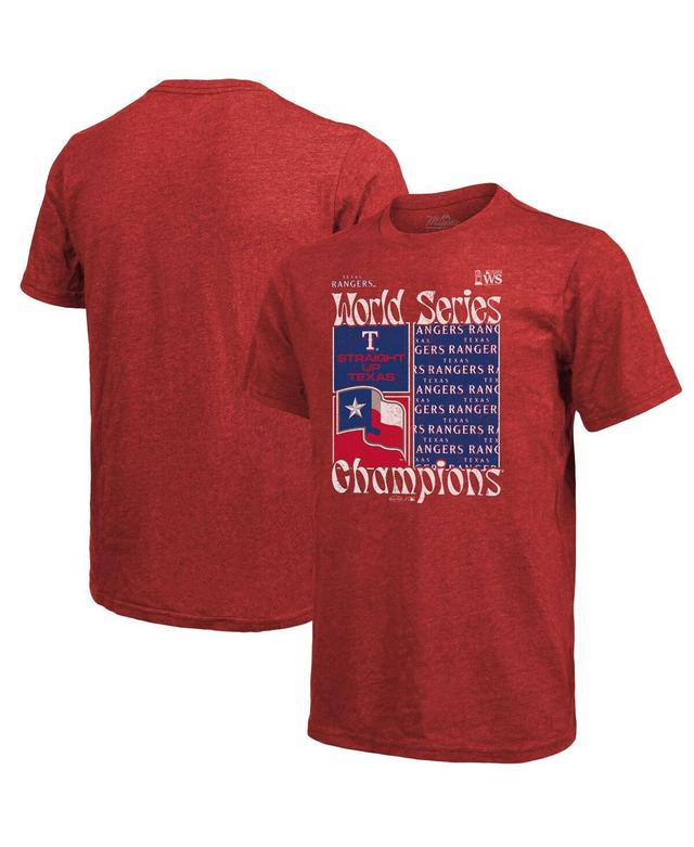 Mens Majestic Threads Red Texas Rangers 2023 World Series Champions Square Logo T-shirt Product Image