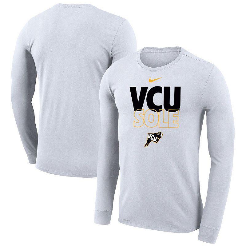 Nike White VCU Rams 2023 On Court Bench Long Sleeve T-Shirt, Mens Product Image