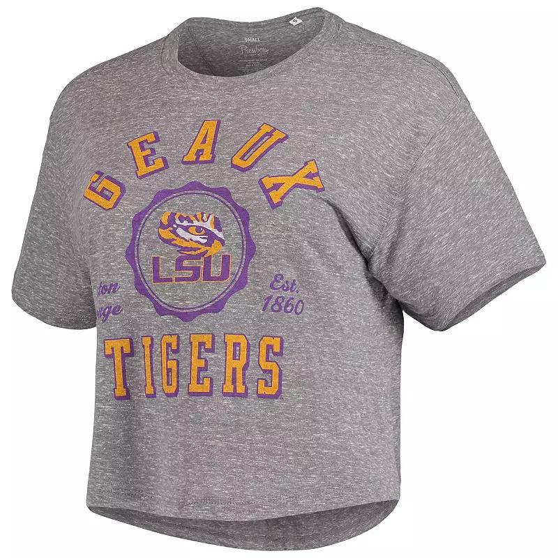 Womens Gray Lsu Tigers Bishop Tri-Blend Knobi Crop T-shirt Product Image