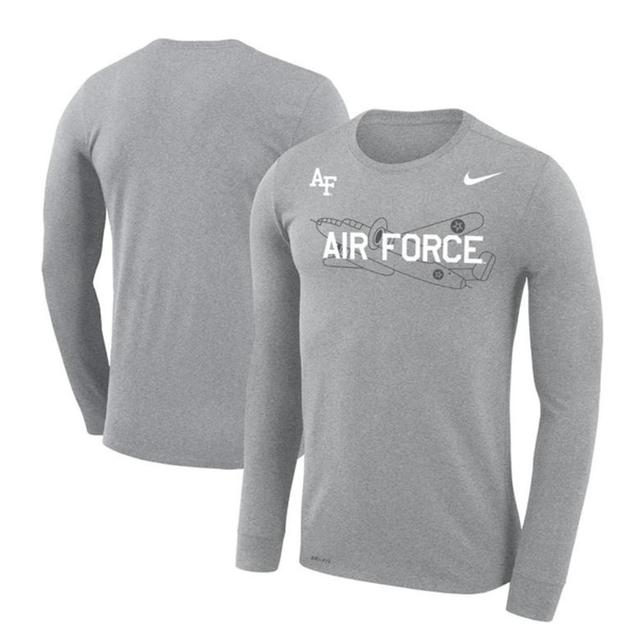 Mens Nike Heather Gray Air Force Falcons Rivalry Plane Legend Performance T-Shirt Product Image