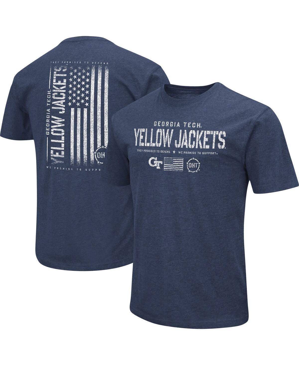 Mens Colosseum Heather Navy Georgia Tech Yellow Jackets OHT Military Appreciation Flag 2.0 T-Shirt Product Image