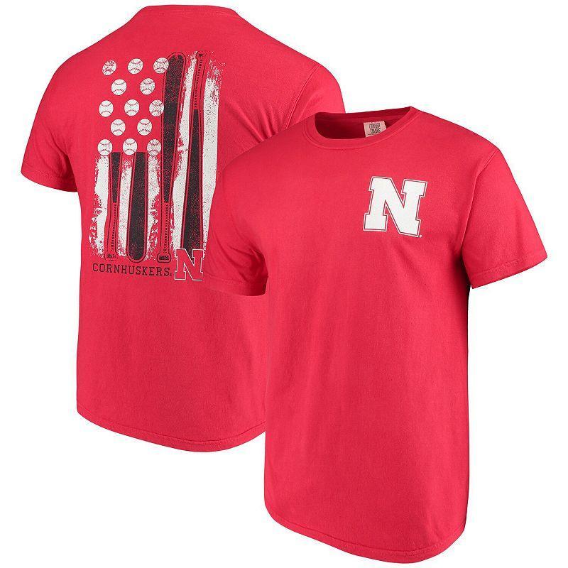 Mens Scarlet Nebraska Huskers Baseball Flag Comfort Colors T-Shirt Product Image