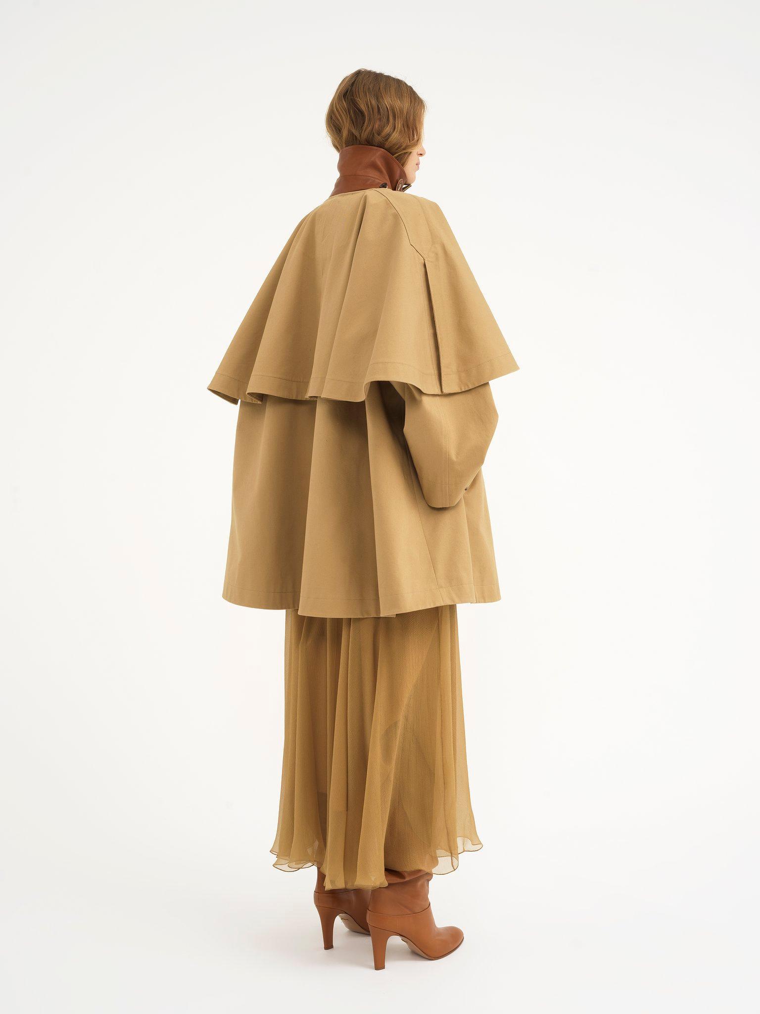 Parka in cotton gabardine with cape Product Image