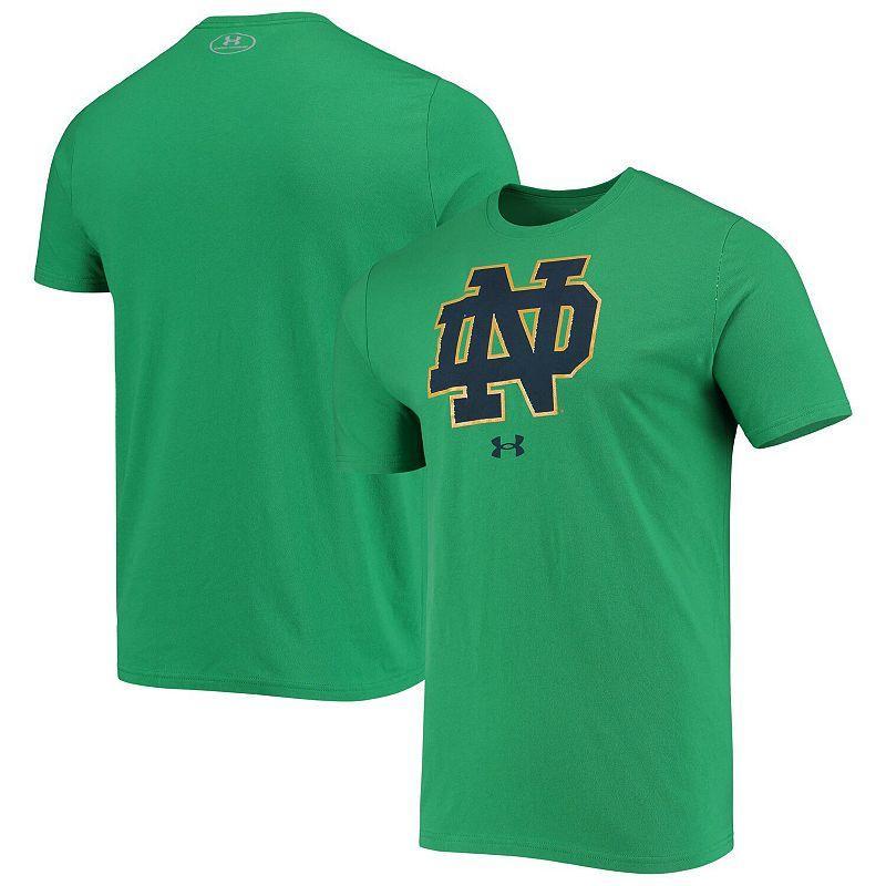 Mens Under Armour Kelly Notre Dame Fighting Irish School Logo Performance Cotton T-Shirt Product Image