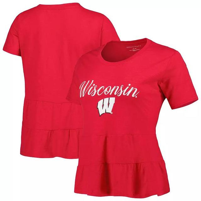 Womens Wisconsin Badgers Willow Ruffle-Bottom T-Shirt Product Image