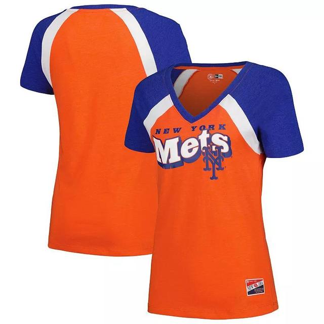 Womens New Era New York Mets Heathered Raglan V-Neck T-Shirt Product Image