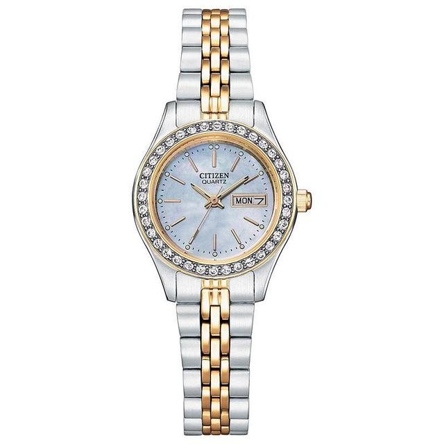 Citizen Womens Crystal Accent Two-Tone Stainless Steel Watch - EQ0539-56Y, Gold Product Image