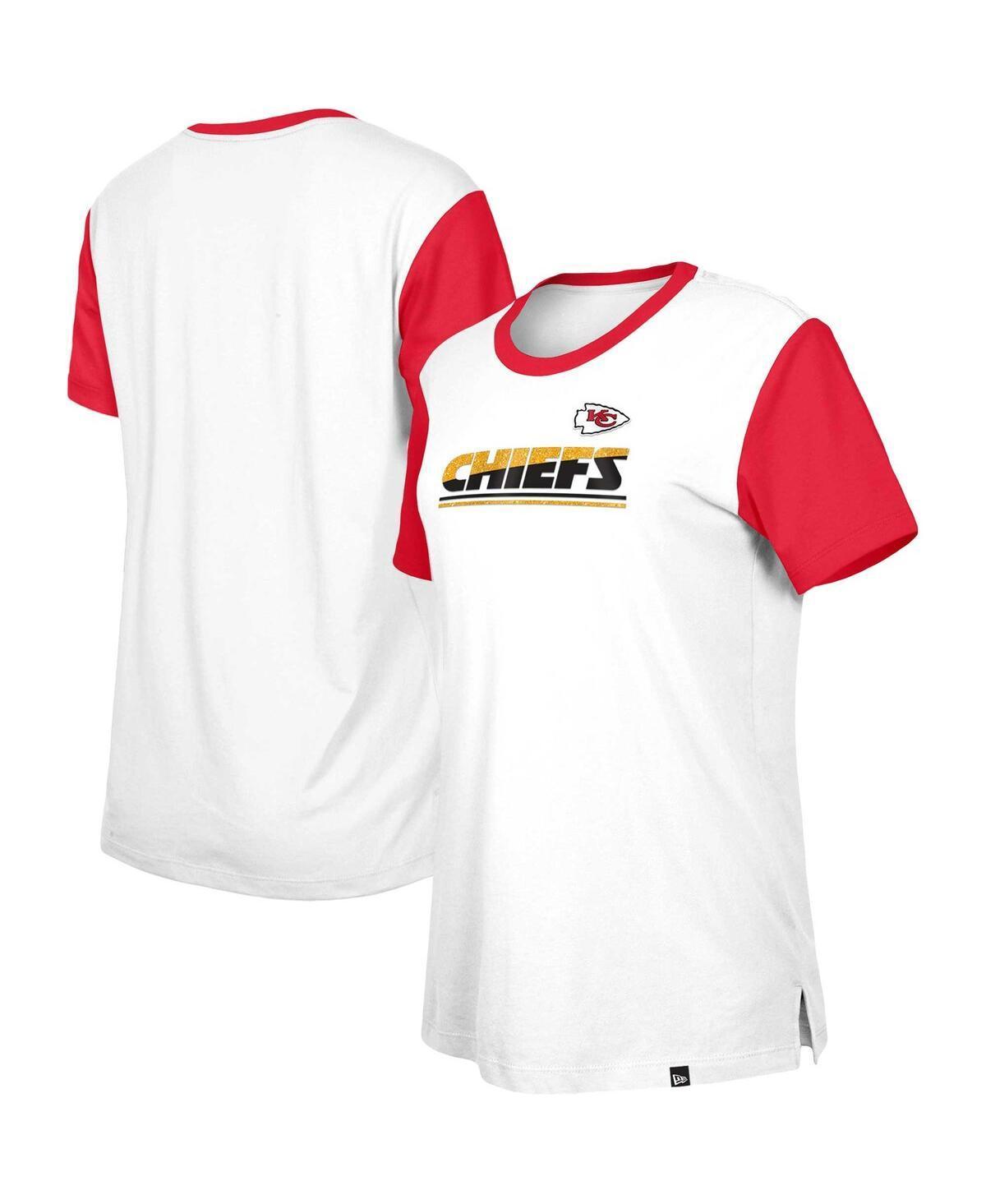 Womens New Era /Red Kansas City Chiefs Third Down Colorblock T-Shirt Product Image