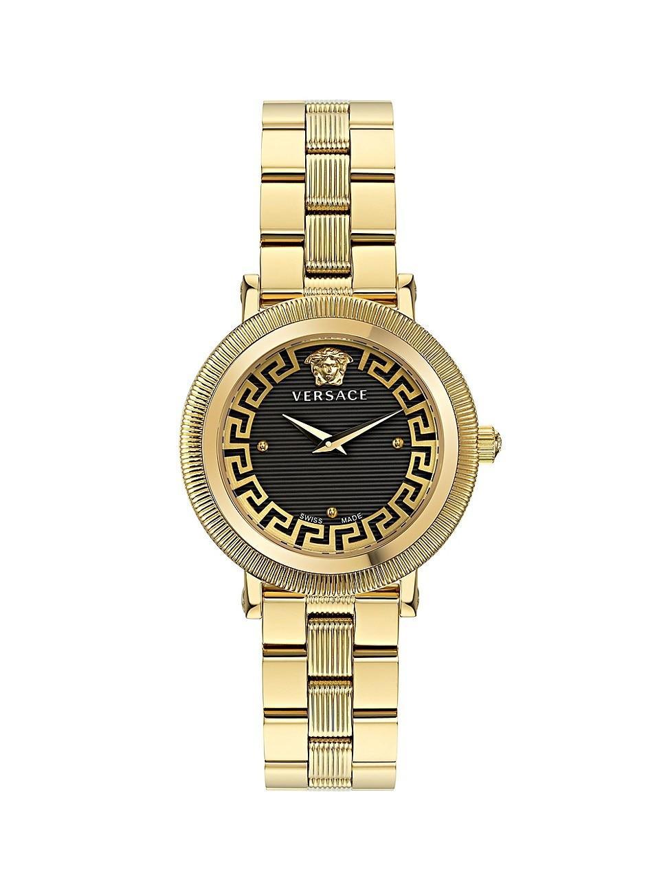 Mens Greca Flourish IP Yellow Gold Stainless Steel Bracelet Watch/35MM Product Image