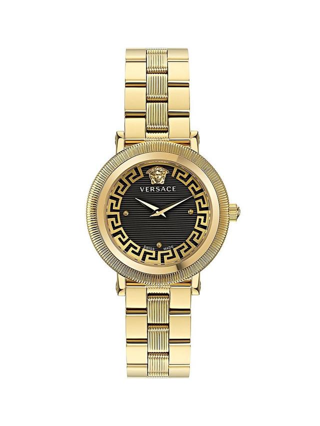 Mens Greca Flourish IP Yellow Gold Stainless Steel Bracelet Watch/35MM Product Image